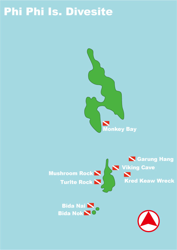 Phi Phi Islands Dive Site Map